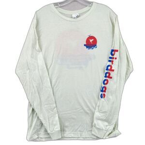 Bella + Canvas Birddogs White 100% Cotton Shirt Long Sleeves Crew Neck Size M